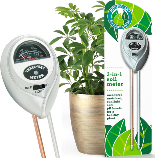 Houseplant Health Meter – 3-in-1 Tool to Prevent Overwatering, Root Rot & Leaf Burn | Test Soil Moisture, Sunlight & pH | Simple, Easy, Battery-Free | Suitable for Indoor, Outdoor & Potted Plants