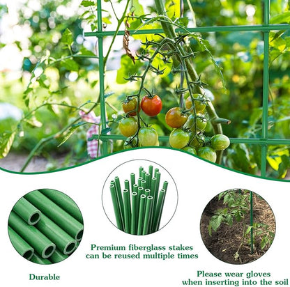 Garden Stakes 17Inch 40Pack, DIY Tall Plant Support Stakes of 4Ft,5Ft,6Ft,7Ft, HAINANSTRY Fiberglass Plant Stake for Indoor & Outdoor Plants, Tomato Vegetable Stakes for Garden