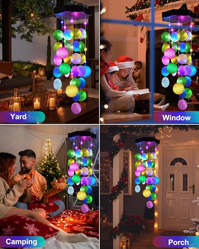 Toodour Solar Wind Chimes for Outside, Hanging Easter Pastel Lights with 2 Modes, Shells Light Gifts for Mom Grandma Wife, LED Outside Decorative Mobile Lights for Garden Yard Patio Easter Decorations