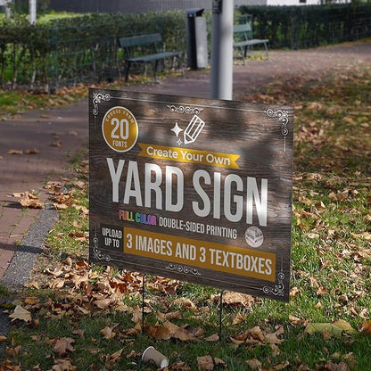 24x18" Double Sided Custom Yard Sign with Metal Stakes, Personalized Full Color Corrugated Yard Sign for Outdoors, Front and Back Custom Printed Personalized Lawn Signs 10 Pack (Design 9)