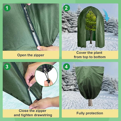 110" x 79" Large Plant Covers Freeze Protection,Huge Thicken Plant Frost Protection Cover Bags,Winter Plant Frost Cloth Frost Blankets with Zipper Drawstring for Outdoor Plants Fruit Trees