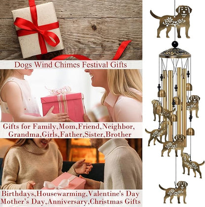 Outdoor Dog Wind Chimes Decor, Portable Wind Chime, Mobile Wind Catcher, Memorial Wind Bells with 7Dogs for Home, Yard, Patio, Trees, Garden Decoration, Valentines Gift, Festival Gift for Mom