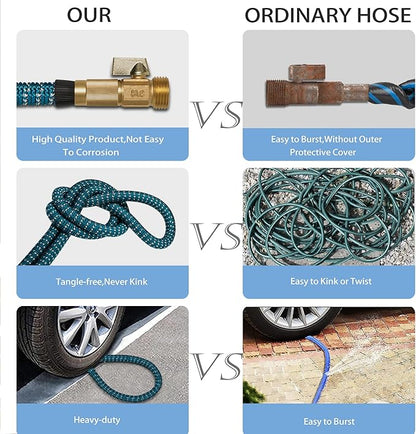 50 ft Expandable Garden Hose with 10 Patterns Nozzle,Kink-Free, Flexible Expanding Water Hoses with 3/4" Solid Fittings and 4-Layer Latex Core - Garden Hoses