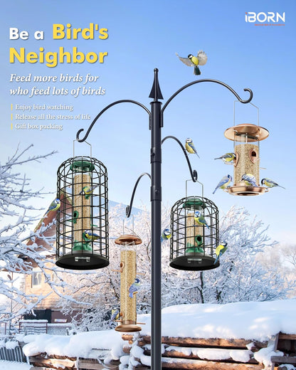 iBorn Squirrel Proof Pigeon Proof Bird Cage for Outside with Squirrel, Pestoff Hanging Wild Bird Seed Feeder for Mix Seed Blends, Heavy Duty All Metal Green 14 Inch