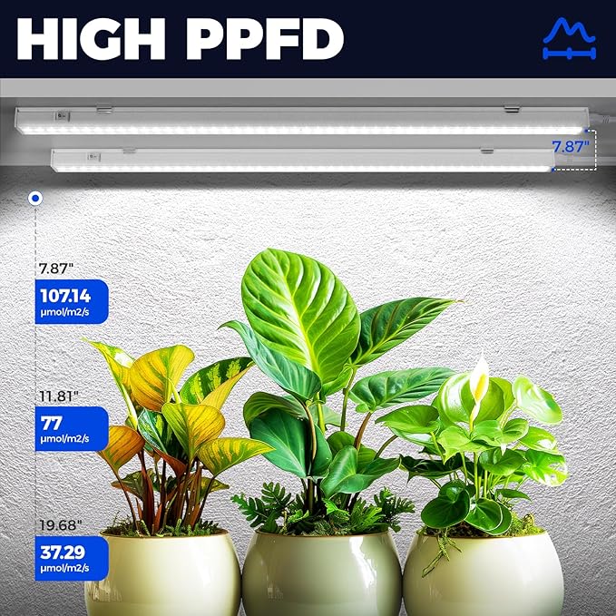 Barrina T5 Grow Lights for Indoor Plants, 2FT 40W (4 X 10W) LED Grow Light with Separate Switch, Linkable Grow Lamp, Indoor Plant Lights for Growth with White Cover, 5000K, 4 Packs