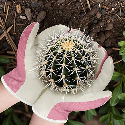 Gardening Gloves, Garden Gloves for Women and Men, Thorn Proof Working Gloves, Durable Leather Work Garden Gloves for Yard & Outdoor Work, Purple, L