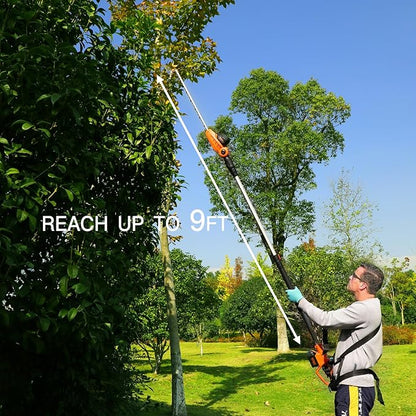 GARCARE Pole Hedge Trimmer Cordless-Hedge Clippers 20V 4.0Ah Li-ion Battery Electric Bush Trimmer 18" Cutting Blade, 16mm Cutting Space with Extension Pole