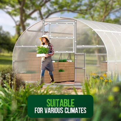 Polycarbonate Greenhouse Kit - Greenhouse - Easy Assembly & Heavy Duty Greenhouses for Outdoors- with Vents and Extra Door (Transparent, 10x26 FT)