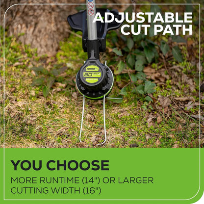 Greenworks 80V 16 inch Brushless String Trimmer, 2.0Ah Battery & Rapid Charger Included, ST80L210