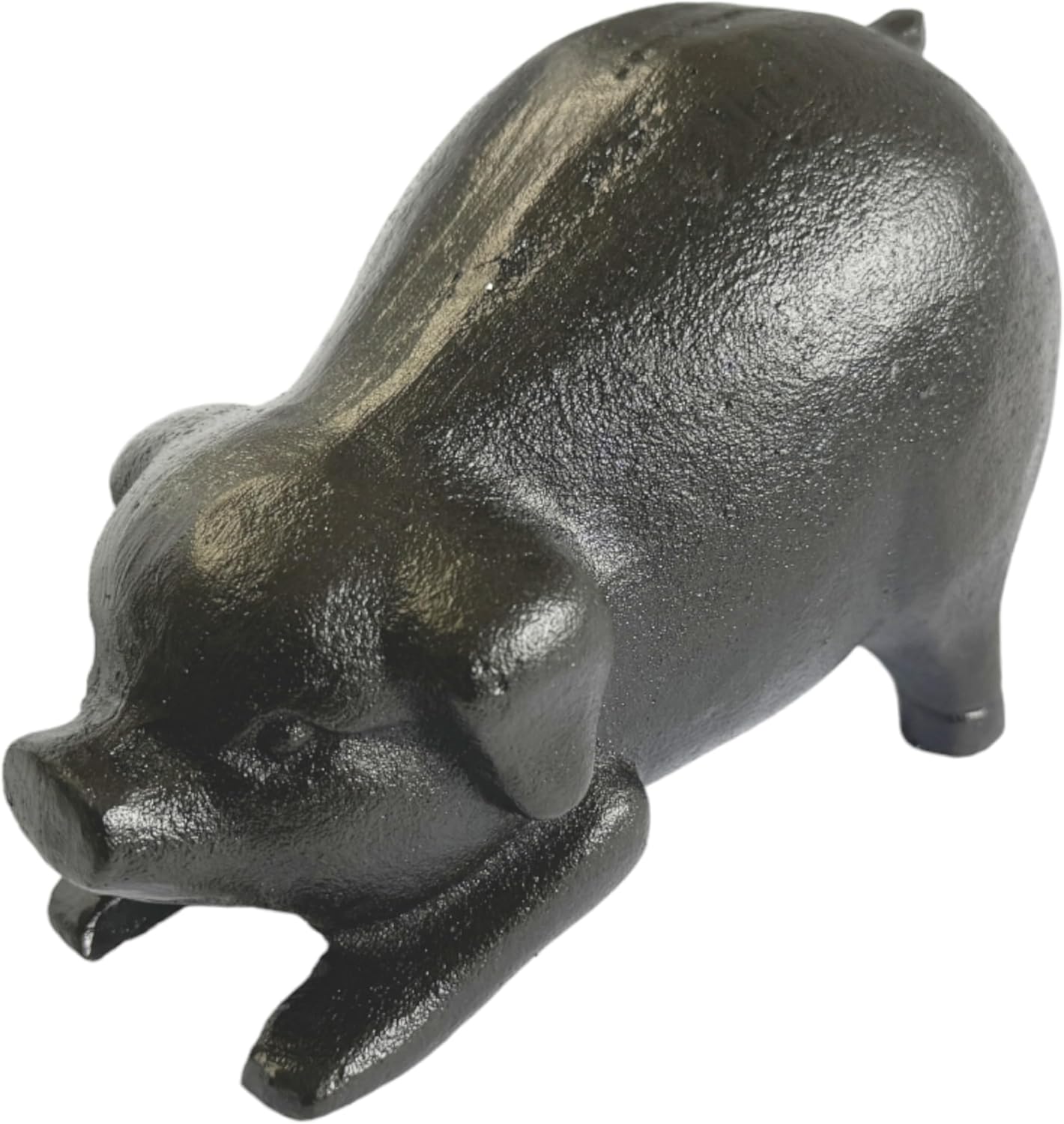 NACH Cast Iron Pig Statue - Rustic Garden Sculpture, Black Door Stop/Paperweight, Head Down Pig, JS-90-7152