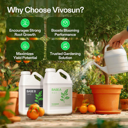 VIVOSUN Liquid Nutrients Base A & B Bundle, Grow Big Hydroponic Fertilizer, Supports Vegetative and Flowering Stages for Outdoor, Indoor Plants, Best Plant Food, Set of 1 Gallon