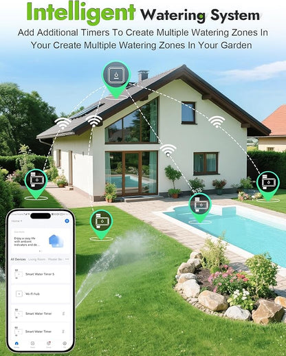 Insoma WiFi Hose Timer - Brass Inlet & Outlet, Voice/App Control Sprinkler Timers with Rain Delay/Manual/Auto Mode, Smart Water Timer for Garden/Lawn/Yard Work with Alexa & Google Home, Energy Saving