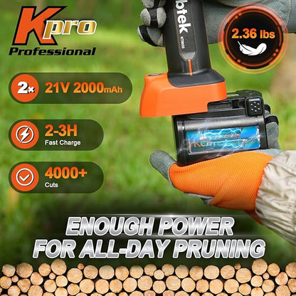 Kebtek Battery Powered Pruning Shears 35mm Electric Pruners Cordless with Battery 4000mAh 21V Compatible with Extension Pole Professional Lightweight For Gardening Tree Trimming Heavy Duty KT 9035