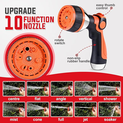 YAMATIC 25FT Stainless Steel Garden Hose with 10 Pattern Spray Nozzle, Heavy Duty Metal Water Hose, Kink-Free, Rust Resistant Hose for Yard, Lawn, RV, Outdoor