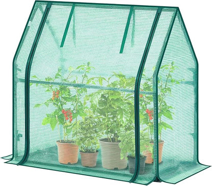 Mini Greenhouse for Indoor Outdoor: Ohuhu Tabletop Portable Green House with Waterproof Pad for Small Plants Nursery Germination, 36"x18"x33" Heavy-Duty PE Cover Green