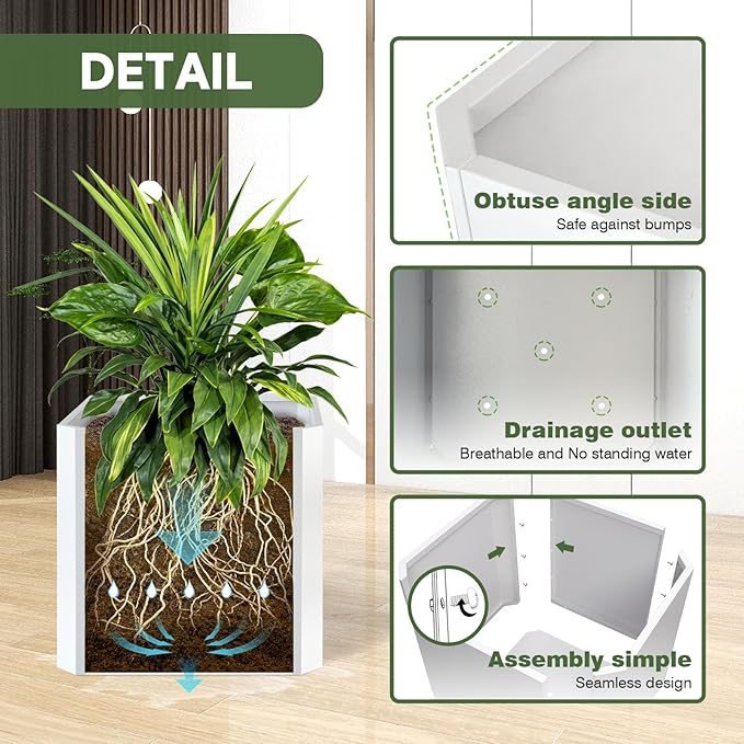 Steel Planter Box-24"x24"x24"-Large Square Planter Box-Outdoor Indoor-Cube Steel Planter Heavy Duty White Metal Planter Flower Pot Commercial Residential for Home Garden Porch Hotel Patio