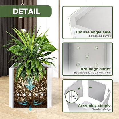 Steel Planter Box-26"x26"x26"-Large Square Planter Box-Outdoor Indoor-Cube Steel Planter Heavy Duty White Metal Planter Flower Pot Commercial Residential for Home Garden Porch Hotel Patio