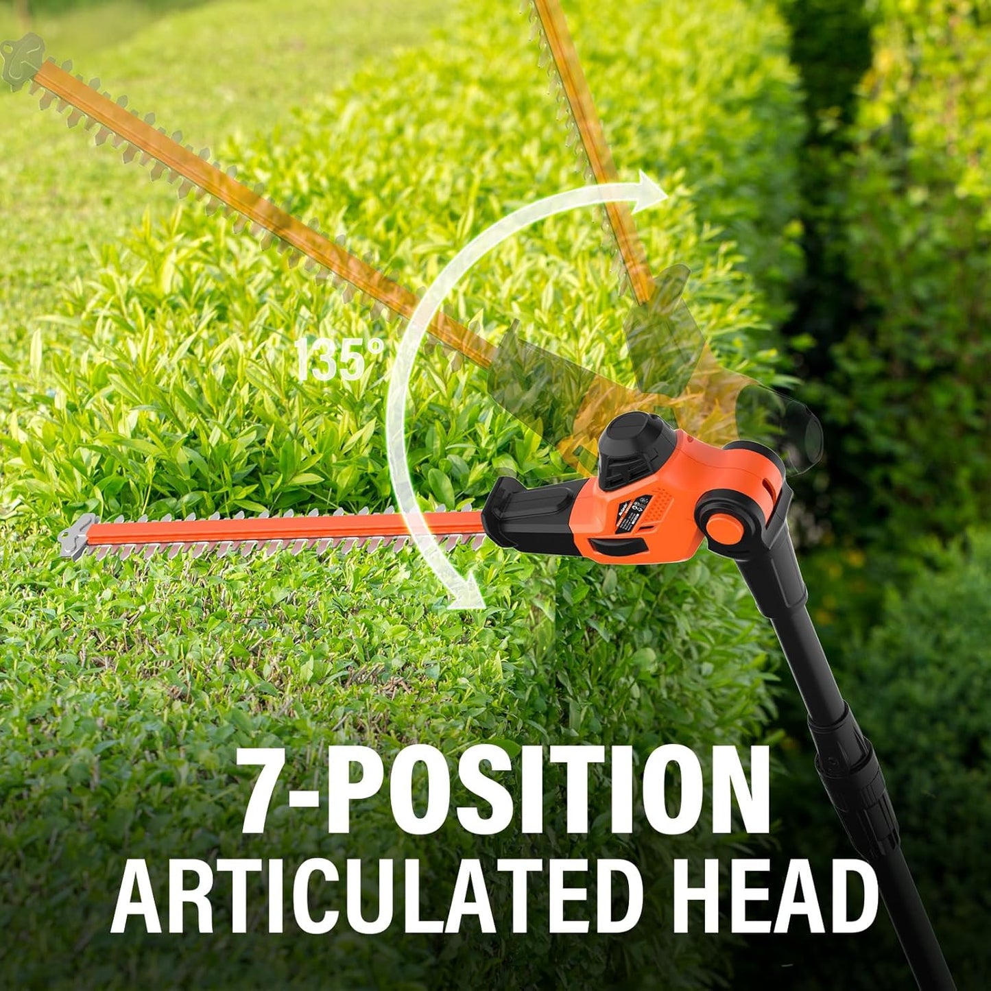 MAXLANDER Hedge Trimmer 18-Inch Cordless Pole Hedge Trimmer, 16-Feet Max Reach Hedge Trimmer with Extension Pole, Multi-Angle Adjustable, 2 x 2.0Ah Battery and Charger Included