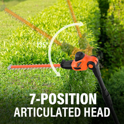 MAXLANDER Hedge Trimmer 18-Inch Cordless Pole Hedge Trimmer, 16-Feet Max Reach Hedge Trimmer with Extension Pole, Multi-Angle Adjustable, 2 x 2.0Ah Battery and Charger Included