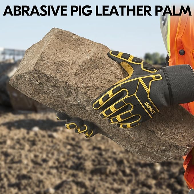 Vgo... Work Gloves for Men,Leather Safety Work Gloves,Scratch protection,Thornproof,Touchscreen(CA7777/CA7780/GA7776/PA7775)