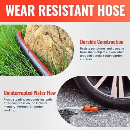 YAMATIC Heavy Duty Garden Hose 30FT x 5/8", Flexible Water Hose with 360° Swivel Handle, 3/4" Brass Male to Female Connectors, Leak-Resistant for All-Weather Outdoor Use