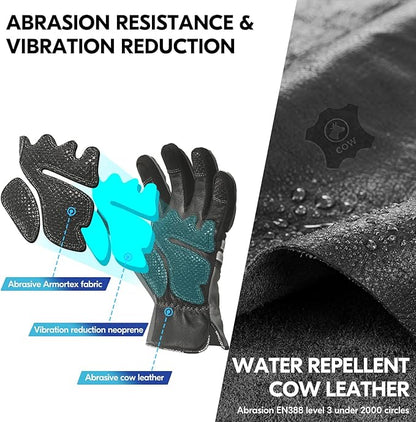 Vgo... Work Gloves for Men,Leather Safety Work Gloves,Scratch protection,Thornproof,Touchscreen(CA7777/CA7780/GA7776/PA7775)