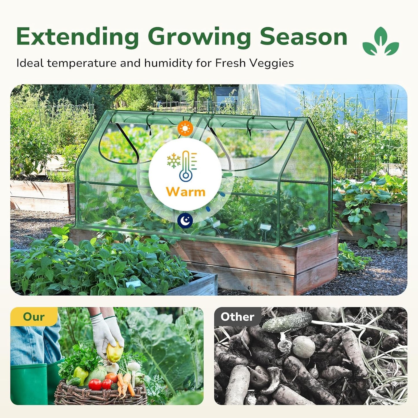 GreatBuddy Portable Mini Greenhouse, 3×3×6Ft, High-Density PE Plant Cover with 2 Roll-up Zipper Windows, Perfect for Indoor Outdoor Plant Growing