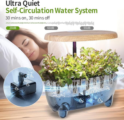 12 Pods Hydroponics Growing System Indoor Herb Garden with LED Growth Lamp Smart Water Pump Plant Germination Kit (No Seeds) Home Kitchen, Gift Ideas for Women Men