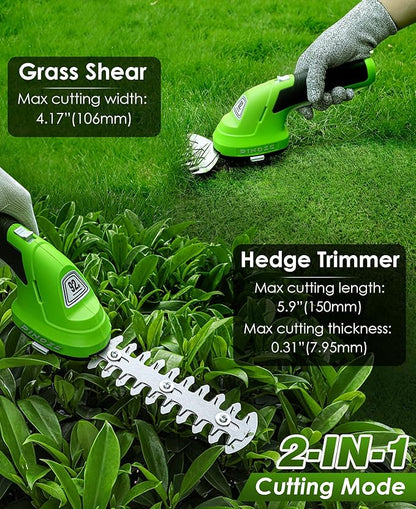 Cordless Grass Shear & Hedge Trimmer - 2 in 1 Handheld 7.2V Small Electric Bush Trimmer, 2.0Ah Rechargeable Battery Powered Shrub Trimmers Grass Cutter for Garden, Yard, Lawn Care