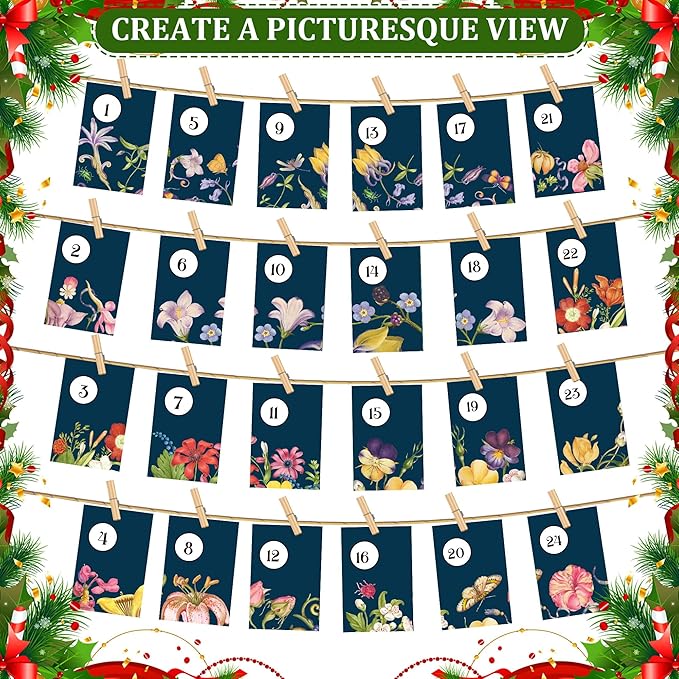 Seeds Advent Calendar 2025 Christmas Countdown - Non-GMO Heirloom Seeds 24 Types of Perennial Flower Seeds for Planting - Unique Christmas Garden Hanging Decoration for Women Adults Kids Family
