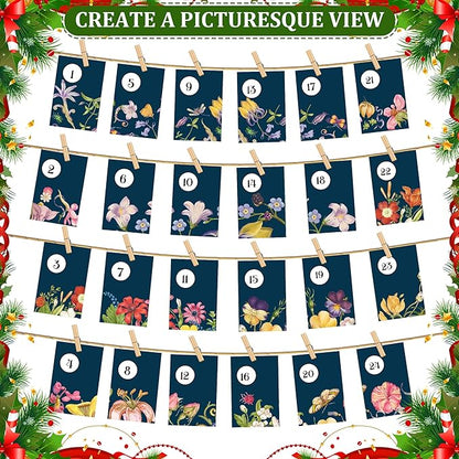 Seeds Advent Calendar 2025 Christmas Countdown - Non-GMO Heirloom Seeds 24 Types of Perennial Flower Seeds for Planting - Unique Christmas Garden Hanging Decoration for Women Adults Kids Family