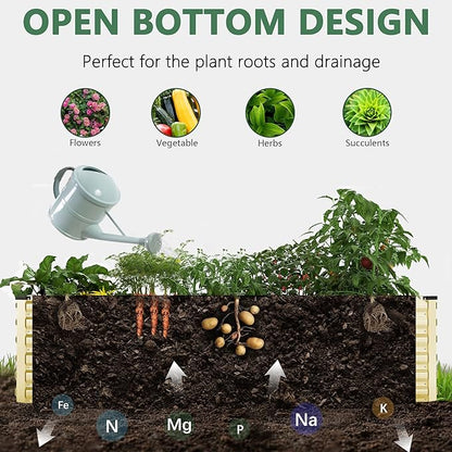 FOOWIN 2pcs 8x4x2ft Galvanized Raised Garden Bed, Planter Raised Garden Boxes Outdoor, Large Metal Raised Beds for Gardening, Garden Bed for Vegetables, Flowers, Herb,478 Gallon Capacity, Cream Yellow
