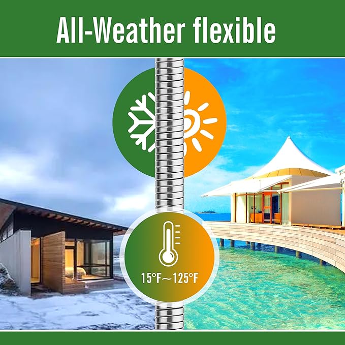 SKYWARD 304 Stainless Steel short Garden Hose 10 ft with Female to Female Metal Connector,Easy to Use & Store, Anti-Leakage Hose, High Water Flow (10ft)