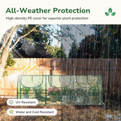 Greatbuddy Portable Mini Greenhouse, 3×3×9Ft, High-Density PE Plant Cover with 3 Roll-up Zipper Windows, Perfect for Outdoor Plant Growing