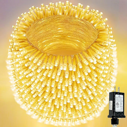 Extra-Long 800 LED Christmas String Lights Outdoor Indoor, 13 Modes Warm White Christmas Lights Waterproof, Super Bright Twinkle Fairy Lights Plug in Clear Wire for Xmas Tree Bedroom Wedding Party