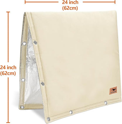 Backflow Preventer Insulation Cover - 2 Way Opening Pipe Insulation Cover for Irrigation Valve, Sprinkler Cover for Outside - Winter Freeze Protection Backflow Cover - 24" W x 24" H, Beige