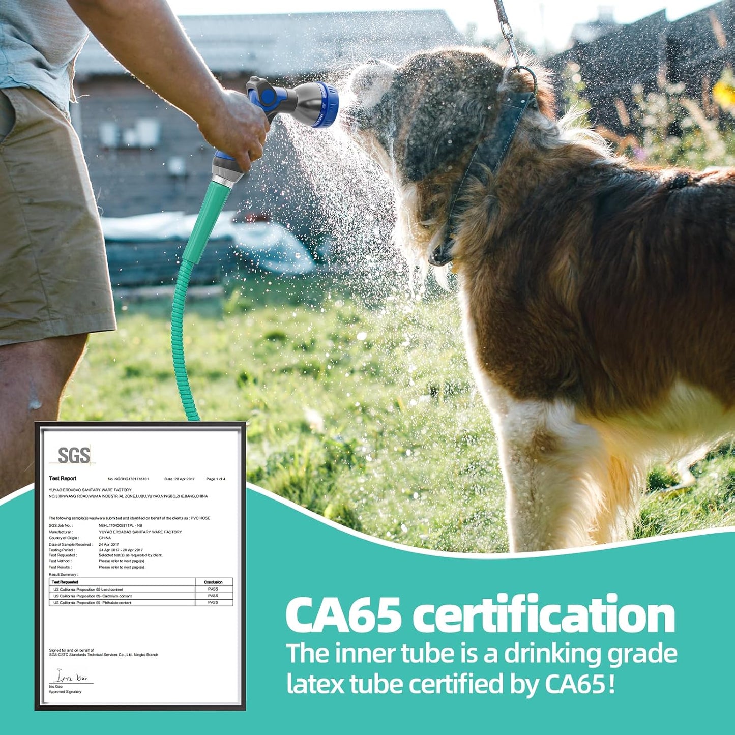 SPECILITE 75ft 304 Stainless Steel Garden Hose Metal, Heavy Duty Water Pipe with Nozzles for Yard, Outdoor - Flexible, Never Kink & Tangle, Puncture Resistant (Aqua)