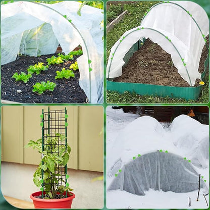 Plant Cover Freeze Protection 10x50ft Garden Hoops Kit for Winter, Fabric Floating Row Cover Frost Cloth Outdoor Plant Blanket for Frost Snow Protection, Greenhouse Garden Tunnel Hoops for Raised Beds