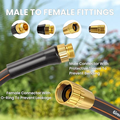 Giraffe Tools Garden Hose 6ft x 5/8", Short Water Hose Lightweight, Flexible Hose with Swivel Handle, Male to Female Fittings
