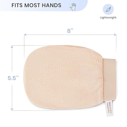 Korean Exfoliating Mitt for Remove Dead Skin. 2 Pack 100% Viscose Kessa Deep Exfoliating Gloves for Body Scrub, Keratosis Pilaris & Self Tanning Removal. Smooth Skin Surface. (Muted Peach)