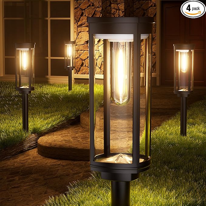 Solar Pathway Lights Outdoor,IP65 Waterproof Auto On/Off Solar Garden Lights Solar Powered Landscape Lighting for Yard Patio Walkway (4)