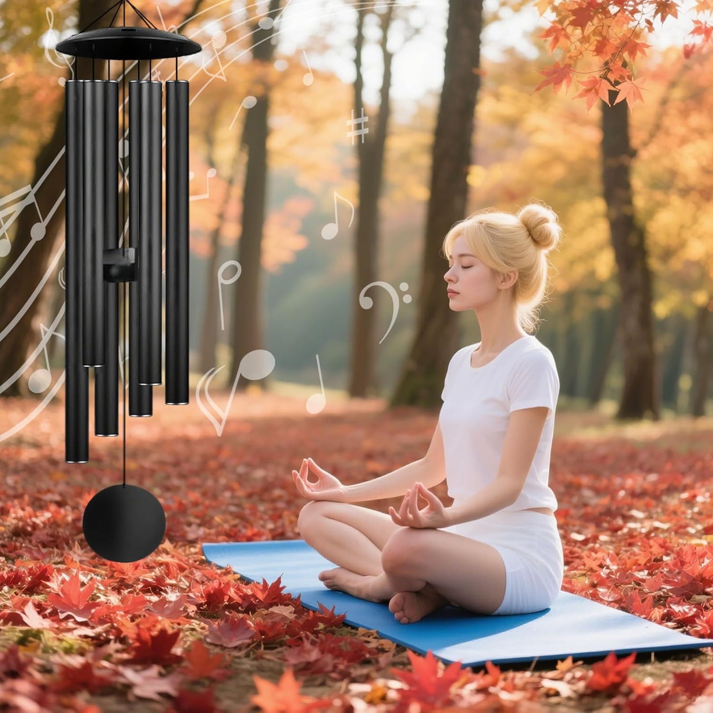 Large Memorial Wind Chimes, 47'' Deep Tone 6 Heavy Tubes Soothing Tones Windchimes for Outside Garden Patio Hanging Decor, Sympathy Gifts, Memorial Wind Chime Best Gift for Mom Women Grandma Neighbors