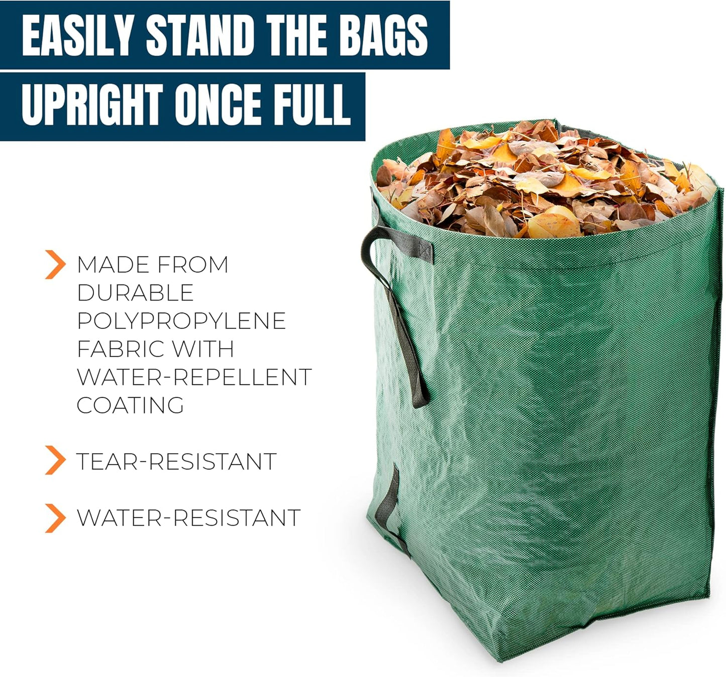 MEKKAPRO Big Gulp Leaf Bags, 2-Pack Lawn Bags with Reinforced Handles, 53 Gallon, Reusable Yard Waste, Garden Waste Bag, Garden Bag for Debris, Lawn Leaf Collector