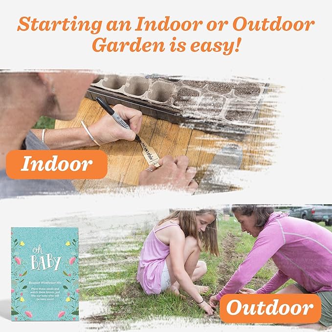 Bentley Oh Baby Wildflower Seed Packets, 25 Non-GMO Pre-Filled Favors for Baby Shower Guests, Wild Flower Party Gifts for Boys or Girls