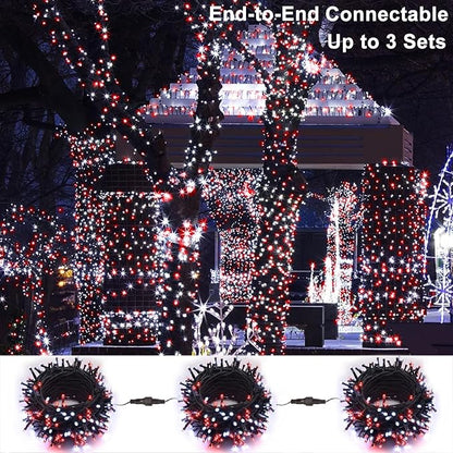 Brizled Red & White Christmas Lights, 78.74ft 240 LED String Lights Connectable, Outdoor Christmas Tree Light 8 Modes Mini Light String with Timer, Indoor Xmas Lighting for Garden Party