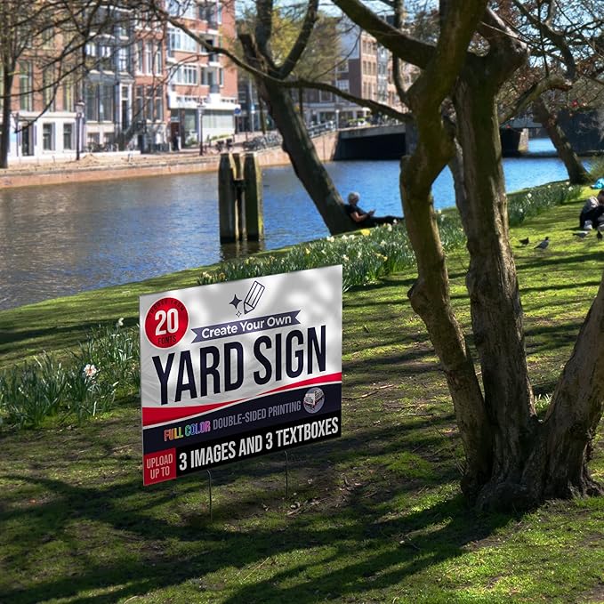 24x18" Double Sided Custom Yard Sign with Metal Stakes, Personalized Full Color Corrugated Yard Sign for Outdoors, Front and Back Custom Printed Personalized Lawn Signs (Design 6)