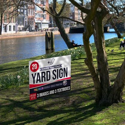 24x18" Double Sided Custom Yard Sign with Metal Stakes, Personalized Full Color Corrugated Yard Sign for Outdoors, Front and Back Custom Printed Personalized Lawn Signs (Design 6)