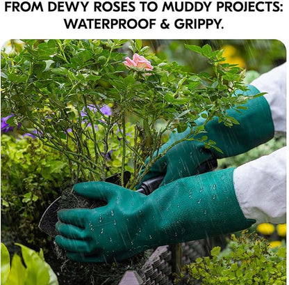 Vgo... Extra Long Gardening Gloves,Double-layer,Waterproof,Slip-Resistant,Chemical-Resistant Glove for Gardening,Outdoor Work(TP1117)