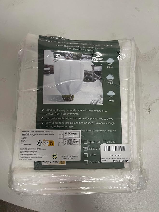 Abimars Thicker Plant Covers Freeze Protection Jacket 2.36 oz/yd², 2.6'x2.6' Reusable Winter Plant Covers with Drawstring & Zipper, 2 Pack Light, Porous Fabric for Plant Breathing