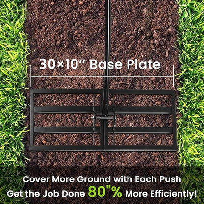 Lawn Leveling Rake with Teeth,Yard Ground Leveler 30”x10” Heavy Duty Leveler,Anti Flipping Smooth Edge,16-77" Adjustable, for Sand,top Soil Dressing,Yard Landscape,Ground Soil, Dirt,Grass
